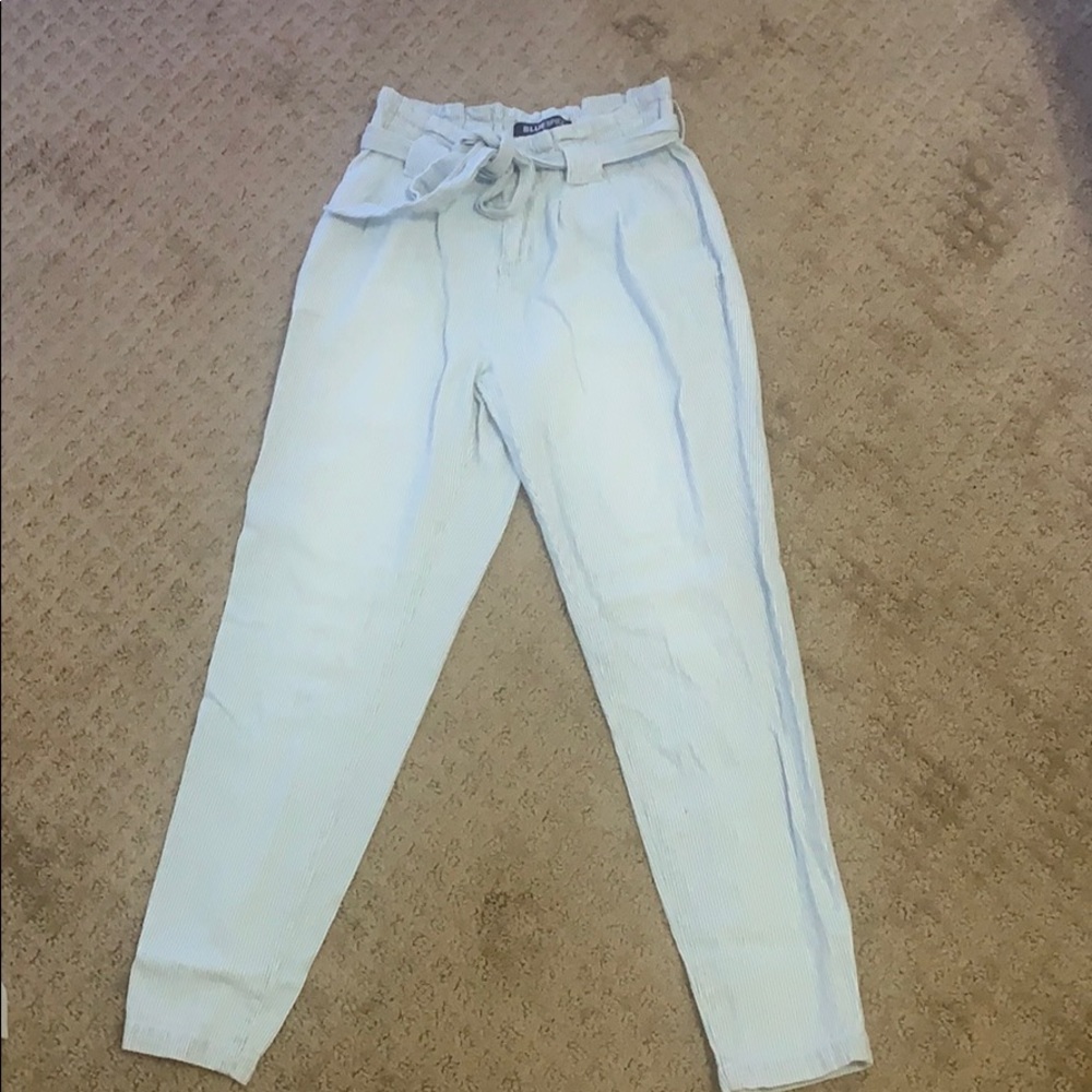 bluespice blue& white striped paper-bag pants!